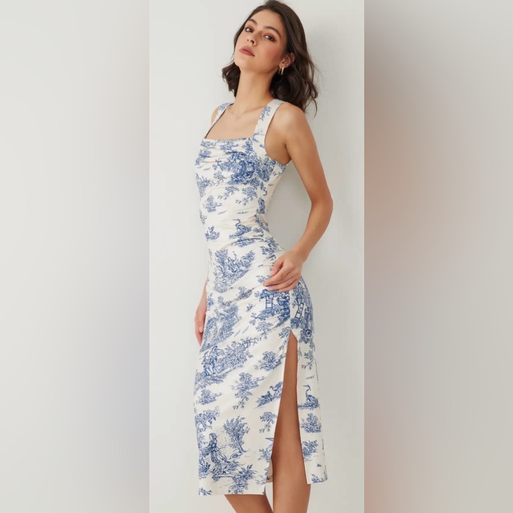 TOILE DE JOUY RUCHED SPLIT MAXI - Picture 2 of 10